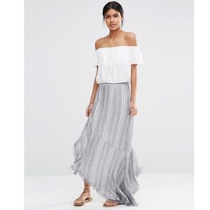 NWT Jetset Diaries Las Rayas Maxi Skirt Blue White Stripe L